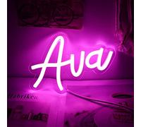 WonderfulLife Ava Name Neon Sign for Room Decor,Non customized, Personalized Led Sign for Birthday Party Decoration,Pink Light Up Wall Decor.