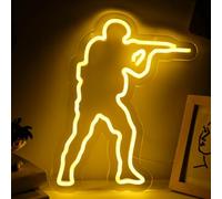 WonderfulLife Counter Strike Game Logo Neon Sign for Game Zone Decor,Gunfight Games CS Led Lights for Man Cave Gaming Room Internet Bar or Bedroom Decoration.5V USB Powered,Easy Hanging.