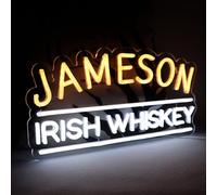WonderfulLife Whiskey Neon Sign for Jameson in Bar Pub Man Cave or Party,Bright Led Light Suitable for Garage Decor or Business Display,5V USB Powered Easy Hanging.
