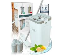 WONDERHOME - Floor Mop Set with Bucket - Separates Dirt - Fresh Water - Innovative 3 Chamber Mop Cleaning Set + Wring Function - Classic [Order with Extended 140 cm Rod!]