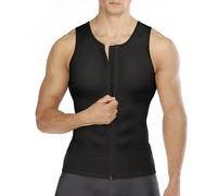 Wonderience Compression Shirts for Men Undershirts Slimming Body Shaper Waist Trainer Tank Top Vest with Zipper, Black, XXXXL