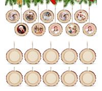 Wonderjune 12 Pcs Oval Picture Frames Christmas Picture Frame Ornaments for Christmas Tree Photo Christmas Hanging Ornaments Photo Ornaments Using My Own Photos for Christmas Tree Decorations