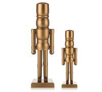Wonderjune 2 Pack Christmas Nutcracker 12 Inch and 8 Inch Traditional Wooden Nutcracker Christmas Decorations Nutcracker Figure Statue for Xmas Festive Holiday Tabletop Home Decor (Bronzer)
