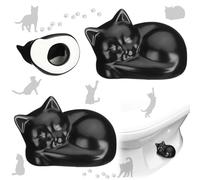 Wonderjune 2 Pack Decorative Cat Toilet Bolt Covers Screw Caps,Black