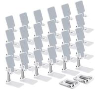 Wonderjune 24 Pcs Cell Phone Stand for Desk Phone Holder Stand Foldable Angle Height Adjustable Portable Holder Tablet for Office Travel Photography (White)