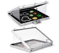 Wonderjune 24"x20" Trade Show Display Case Sports Card Portable Aluminum Showcase Table Top Locking Display Case for Jewelry Trading Cards Collectibles Display