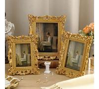 Wonderjune 3 Pcs Vintage Picture Frames Antique Set Baroque Ornate Gold Arched Photo Frames with Glass Front for 4x6, 5x7, 6x8, Tabletop or Wall for Home Decor Photography Props Gifts(Luxury)