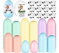 Wonderjune 36 Sets Religious Easter Eggs Fillers Lamb of God Religious Gift Bulk Resin Sheep Empty Eggs with Inspirational Cards Christian Easter Decor for Basket Stuffers Party Favors (Black Lamb)