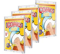 Wonderjune 4 Pack Magnetic Comic Book Holder Outer Clear Comic Book Display Case Inside Wall Mountable UV Protection Slab Protectors Fits Most Wall Display (7.87" X 12.24",7.51" X 10.91")