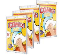 Wonderjune 4 Pack Magnetic Comic Book Holder Outer Clear Comic Book Display Case Inside Wall Mountable UV Protection Slab Protectors Fits Most Wall Display (7.52" X 12.24",7.13" X 10.91")