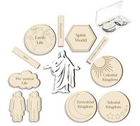 Wonderjune 6 Sets of Plan of Salvation Teaching Kits Gift Each Set Includes Wooden Pieces and Plastic Storage Box for Lds Missionary Gifts Family Youth Home Evening Teaching Tool(Classic)