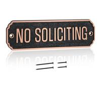 Wonderjune Brass No Soliciting Sign 1.5" x 5" No Soliciting Door Sign Thank You Solid Brass Wall Plaque with Pre Drilled Hole Home Decor Door or Wall Accessories for House Office (Bronze Color)