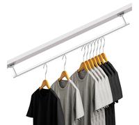 Wonderjune Closet Rail Hanging Closet Rod Ceiling Clothes Rack Any Angle Hanging Rail Clothes Rod Wall Mount Sloped Ceiling Solutions for Attic Bedroom Under Stairs Storage (White)