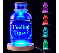 Wonderjune Light up Tip Jar for Money Feeling Tipsy Glass Jar for Bartender