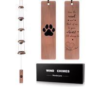 Wonderjune Memorial Sympathy Wind Chimes for Loss of Loved One Dog Bereavement Gift Idea in Memory, 36''Red Copper Wind Chime with 5 Bells Condolences Basket for Mother Father pet(Dog)