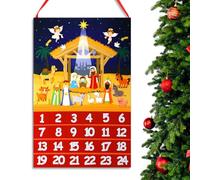 Wonderjune Nativity Holy Night Advent Calendar Birth of Jesus Countdown with 24 Numbers Religious Hanging Advent Calendar Stuffed Cloth Ornaments fabric Advent Calendar for Gifts Holiday Decor