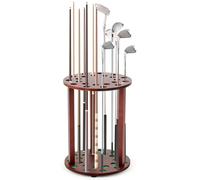 Wonderjune Wooden Golf Club Display Rack Pool Stick Holder Golf Putter Stand Holder for 22 Golf Clubs Multiple Golf Club Stand Display Golf Club Organizer for Home Office Club (Walnut,Innovation)