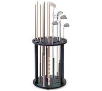 Wonderjune Wooden Golf Club Display Rack Pool Stick Holder Putter Stand for 22 Multiple Golf Club Organizer for Home Office (Black)