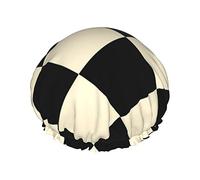 Wonderland Chessboard Waterproof Shower Cap,Elastic Bathing Hair Cap Environmental Protection Hair Bath Caps, Double WaterproofBathing Shower Hat