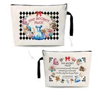 Wonderland Fairy Tale Funny Cosmetic Bag, Canvas Toiletry Storage Pouch Travel Zipper Makeup Bag, Wonderland Movie Lover Gifts, Birthday Gifts for Sister Coworker Bestie Friends BBF Fairy Tale Fans