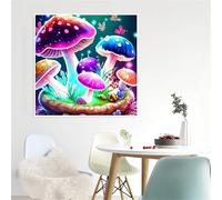 Wonderland Mushrooms Jigsaw Puzzle 200 Pieces 28x28cm/11x11inch, Difficult jigsaw puzzles for Adults 200, Beautiful Art work, Great Festive Puzzle Gift for Men/Women