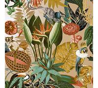 Holden Decor Wallpaper Wonderland 91191 – Tropical Exotic Birds & Palm Leaves – Gold