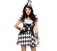 Wonderland W5040501007 Mad Hatter Fancy Dress Costume, Women, Black, White, UK 6-8