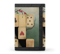 Wonderland with Playing Card Suits Wallet for Men Trifold Wallets Credit Card Holder Minimalist Front Pocket for Women