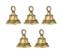 Wonderlist Handicrafts Elephant Camel Cow Brass Bells 2" Height 1.5" Dia Indian Vintage Style Decor Assorted 2" Brass Bells (Golden-Design, 5)