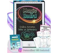 WonderPad - Kids Writing Board, Trace, Learn & Play LCD Board for Children 8.5 Inch, 40 Montessori Cards, Drawing Tablet, Educational STEM Toy, Endless Resources Included - Ideal for Kids Ages 4-10
