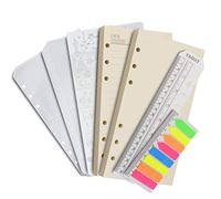 Wonderpool 320 Pages Blank/Lined A6 Refill Paper Inserts Binder Loose Leaf Paper, Dividers, Pocket, Neon Page Marker, Bookmark, Stencils for Refillable 6 Ring Binder Journal Notebook Diary Planner(A6)