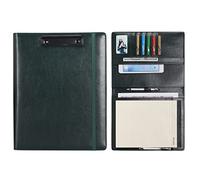 Wonderpool A4 PU Leather Clipboard Partfolio Notepad Forms Holders Document Case - Interview Planner Meeting Writing Padfolio File for Office Travel School Hotel Hospital (A4,Green)