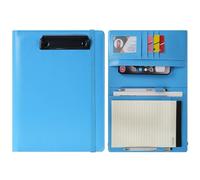 Wonderpool A5 Faux Leather Clipboard Partfolio Recipe Binder Notepad Forms Holders Document Case - Interview Planner Meeting Writing Padfolio File for Office Travel School (Sky Blue, A5)