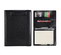 Wonderpool A5 Faux Leather Clipboard Partfolio Recipe Binder Notepad Forms Holders Document Case - Interview Planner Meeting Writing Padfolio File for Office Travel School Hotel Restaurant (A5,Black)