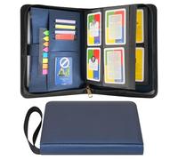Wonderpool Card Binder A5 Album Zippered 4-Pocket Trading for 240 Cards - Leather PU Card Holder Collection Storage Folder, Side-Loading for Photo Pokemon, MTG, TCG, Yugioh, Sports Cards (Blue)