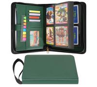 Wonderpool Card Binder A5 Album Zippered 4-Pocket Trading for 240 Cards - Leather PU Card Holder Collection Storage Folder, Side-Loading for Photo Pokemon, MTG, TCG, Yugioh, Sports Cards (Green)
