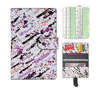 WONDERPOOL Refillable Spiral Leather Diary 6 Ring Binder Notebook Writing Journal with Inner Pockets-College Lined Paper and Pattern Cover for School Work Travel and Organizer (Color ink, A6)