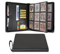 Wonderpool Toploader Binder Trading Card Album Storage 9 Pocket - 360 Side Loading Holds Toploaders with Extra Interior Pockets | PU Leather Notebook for MTG TCG Yugioh Game Sports Cards (Black)