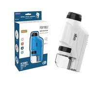 WonderQuest Miniscope, 60-120X Mini Portable Microscope for Children, STEM Science Exploration Toy with Slides, Pocket Microscope for Bugs, Plants, Leaves, School & Outdoor Learning (C)