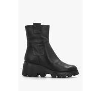WONDERS Black Leather Wedge Ankle Boots Size: 36, Colour: Black Leathe