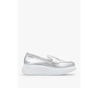 WONDERS Estela Silver Leather Chunky Loafers Size: 40, Colour: Silver
