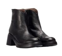 Wonders - Leather ankle boot with wide heel and platform, zipper closure, rubber sole, solid color for: Women, Black/White, 7 UK