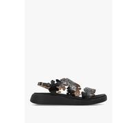 WONDERS MAR 51 Black Patent Leather Floral Sandals Size: 36, Colour: B