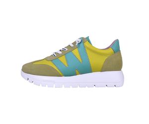 Wonders Odisei: Women's Platform Sneakers Green Leather Lightweight A-2476