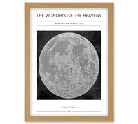Wonders of the Heavens Duncan Bradford Telescopic View of Moon Full Antique Telescopic Classic Illustration Artwork Framed Wall Art Print A4 Artery8 Light Oak One Size
