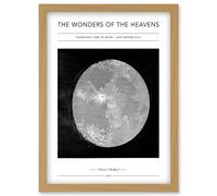 Wonders of the Heavens Duncan Bradford Telescopic View of Moon Just Before Full Antique Telescopic Classic Illustration Artwork Framed Wall Art Print Artery8 Light Oak One Size