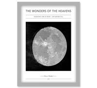 Wonders of the Heavens Duncan Bradford Telescopic View of Moon Just Before Full Antique Telescopic Classic Illustration Artwork Framed Wall Art Print Artery8 Light Grey One Size