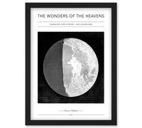 Wonders of the Heavens Duncan Bradford Telescopic View of Moon Past Quadrature Antique Telescopic Classic Illustration Artwork Framed Wall Art Print A Artery8 Black One Size