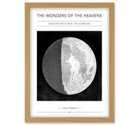 Wonders of the Heavens Duncan Bradford Telescopic View of Moon Past Quadrature Antique Telescopic Classic Illustration Artwork Framed Wall Art Print A Artery8 Light Oak One Size
