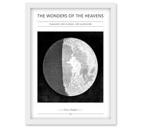 Wonders of the Heavens Duncan Bradford Telescopic View of Moon Past Quadrature Antique Telescopic Classic Illustration Artwork Framed Wall Art Print A Artery8 White One Size
